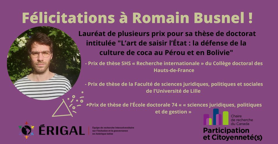 Félicitations à Romain Busnel, lauréat de trois prix pour sa thèse de doctorat !